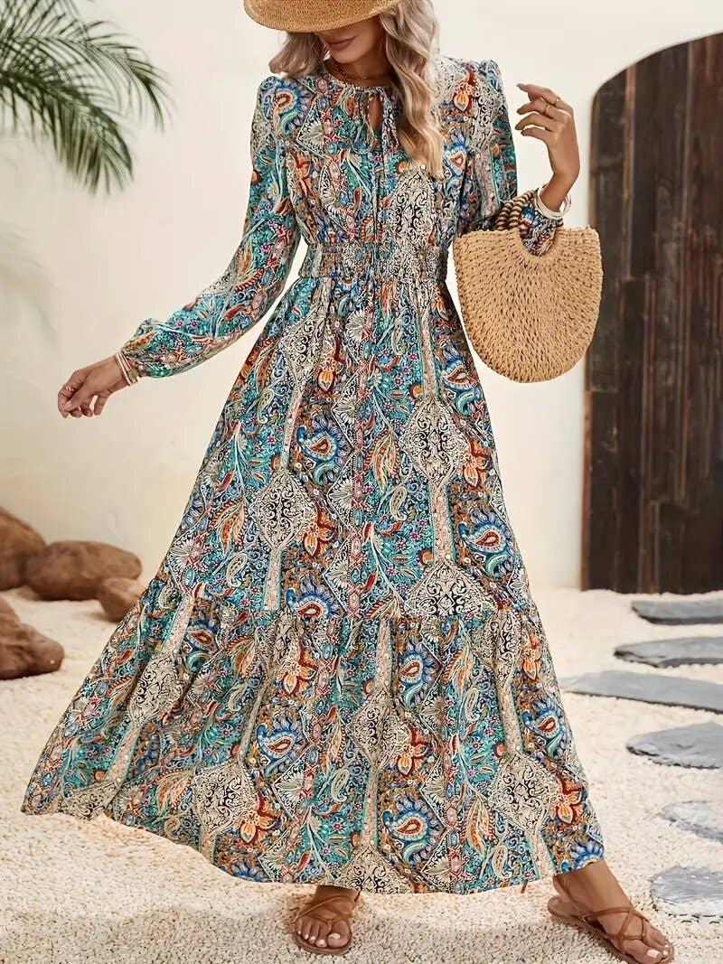 Wind Floral Long Sleeve Dress