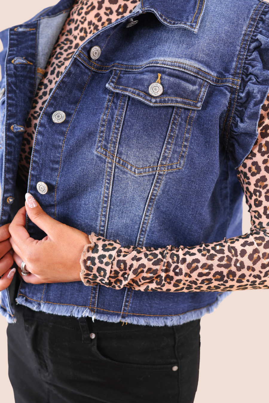 Jordan Ruffle Denim Vest
