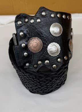 Braded Coined Leather Belt