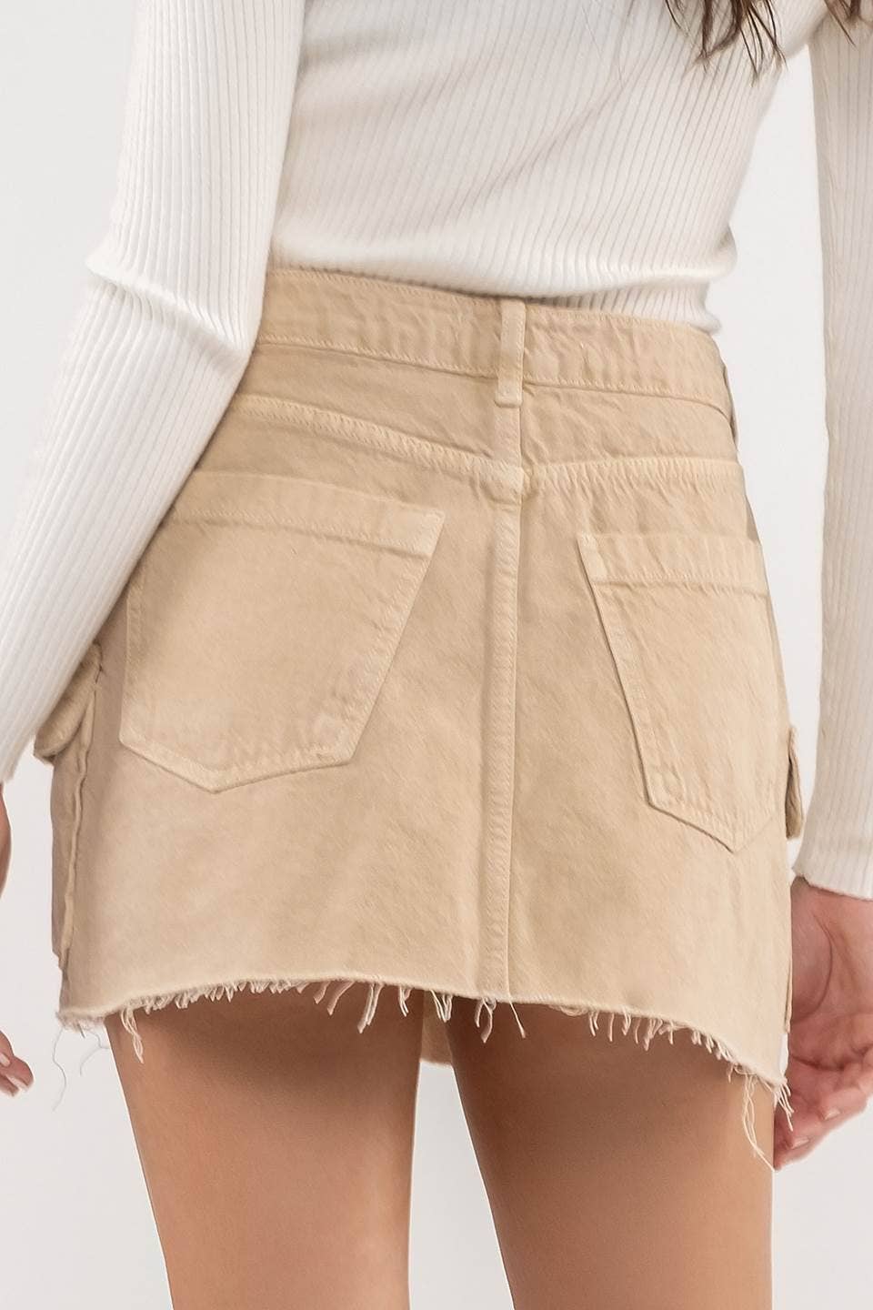 Cargo Rough Hem Mini Skirt