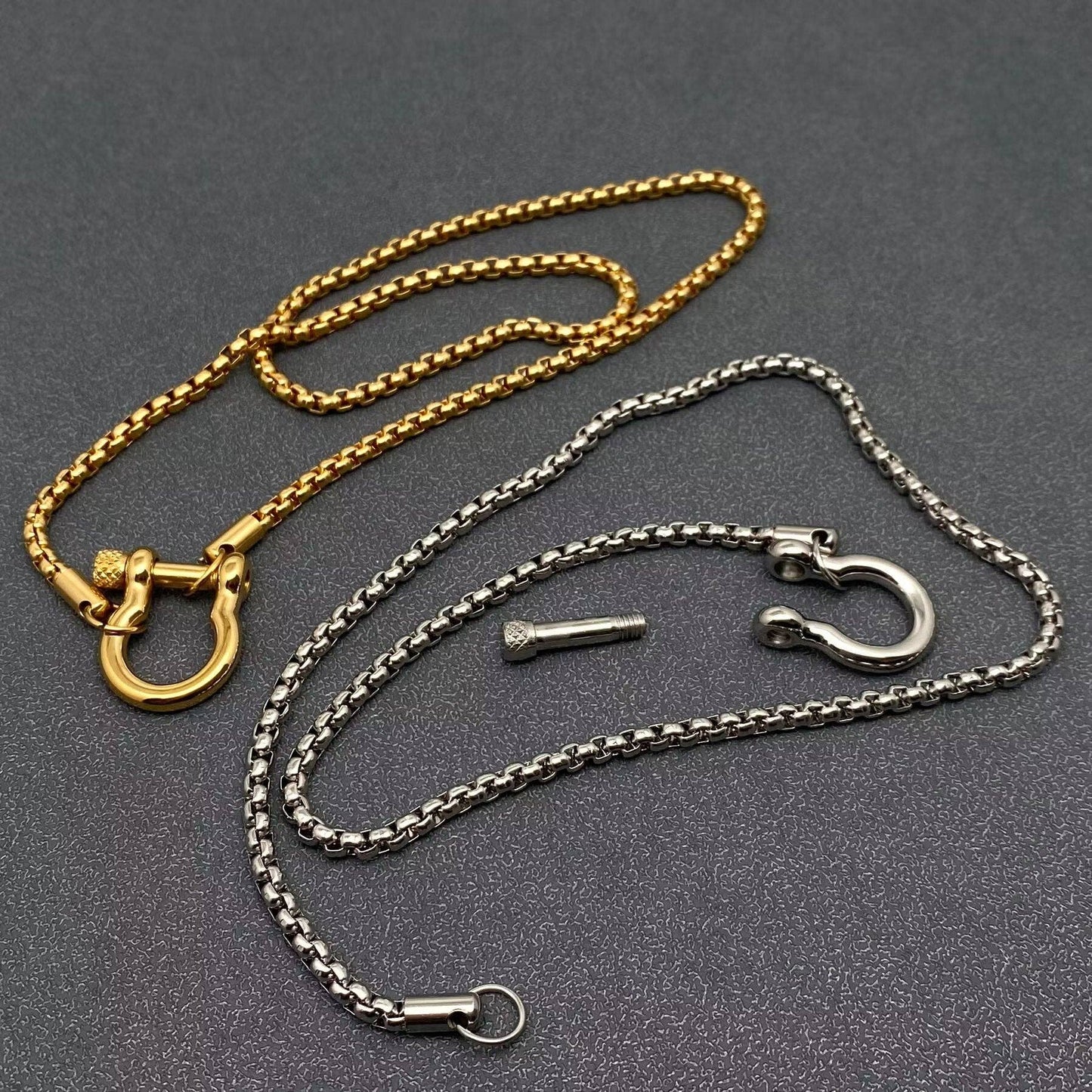 18K Golden S.Steel Horseshoe Buckle Charm Necklace
