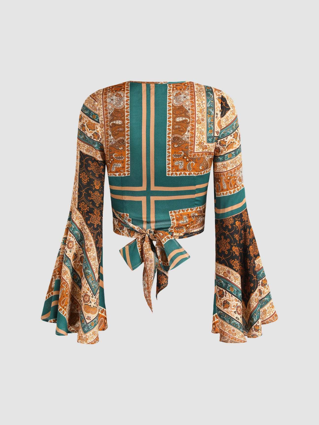 Retro Boho Flare Wrap Top