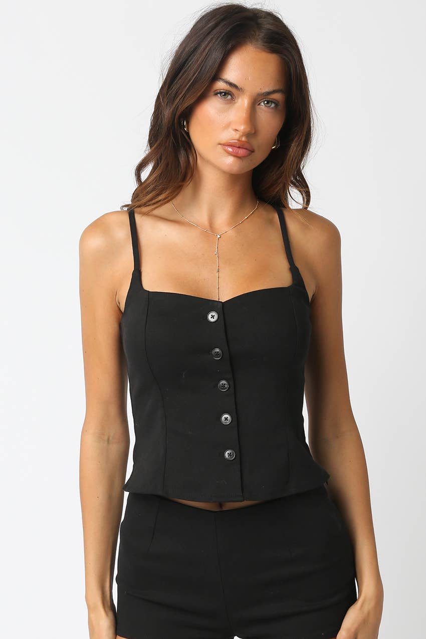 Alexa Button Sleeveless Top