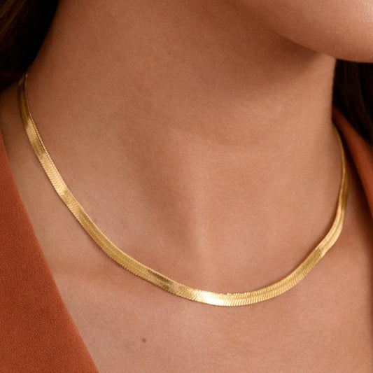 18K Gold PVD Plated Waterproof Stainless Steel Herringbone