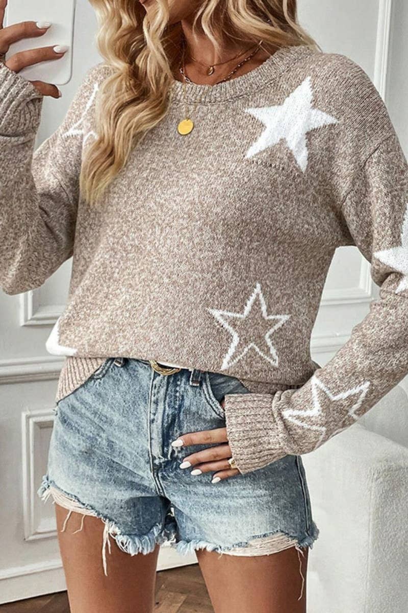 FALL STAR SWEATER: KHAKI