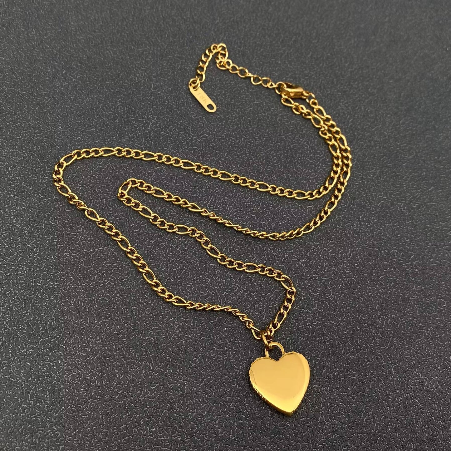 Shell Heart Shaped Lock Charm 18K Golden SS Necklace