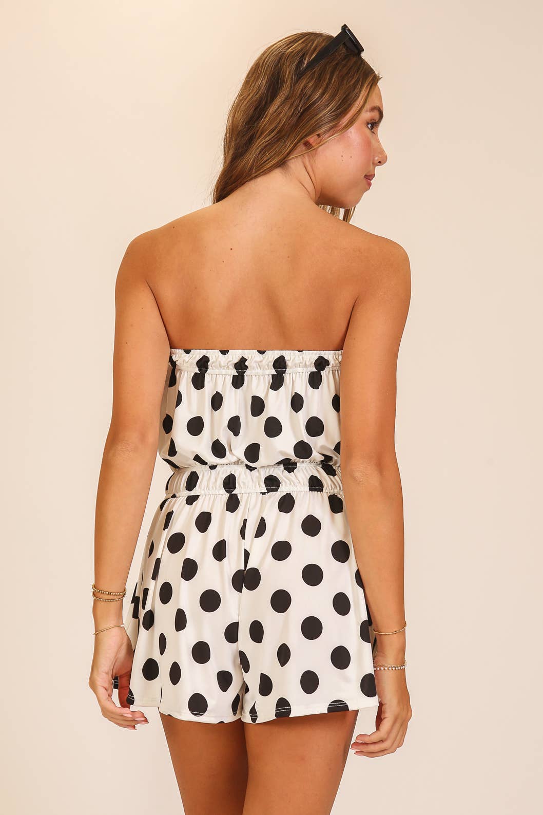 Polka Dot Strapless Romper