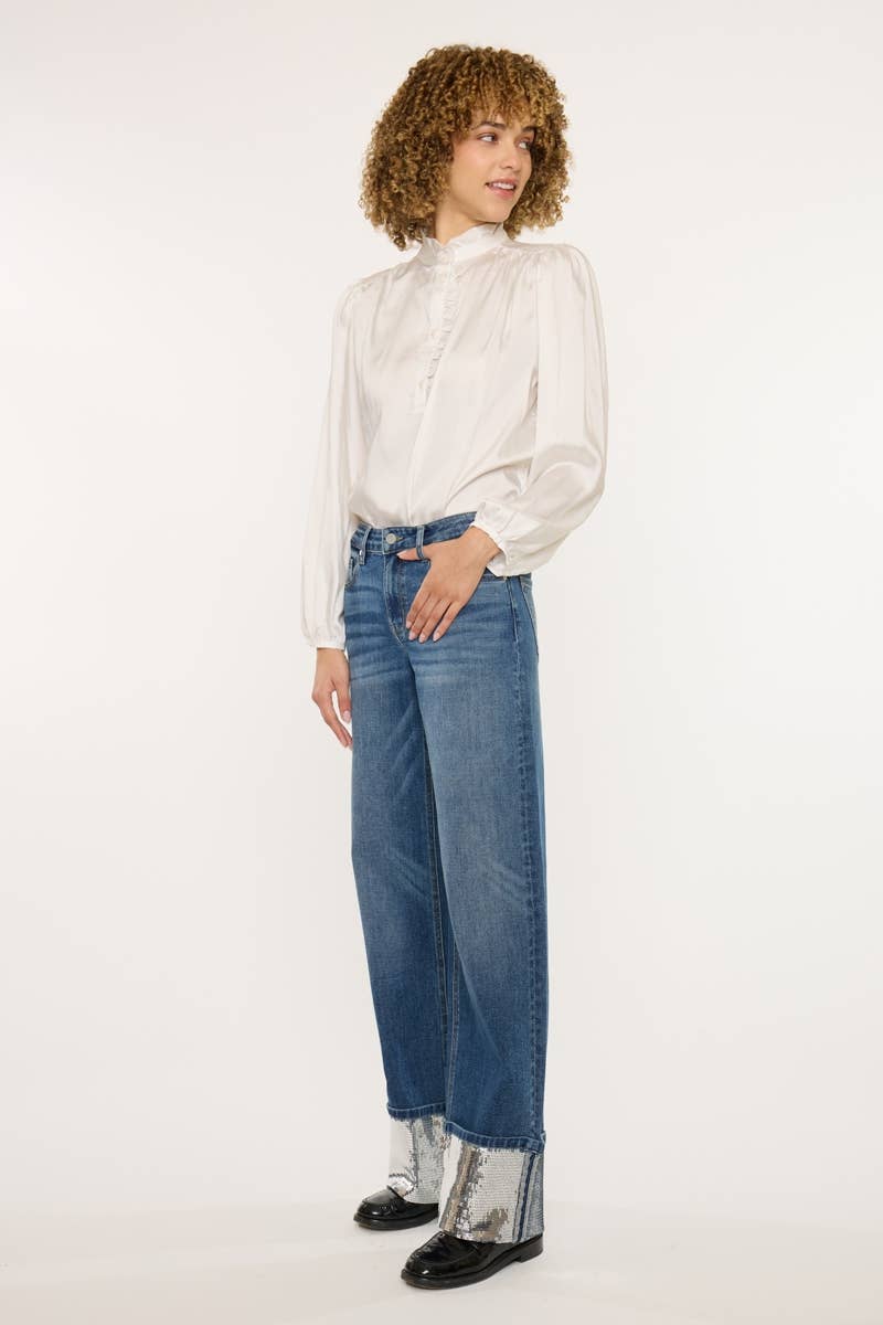 KC MidRise Wide Leg Bling Cuff