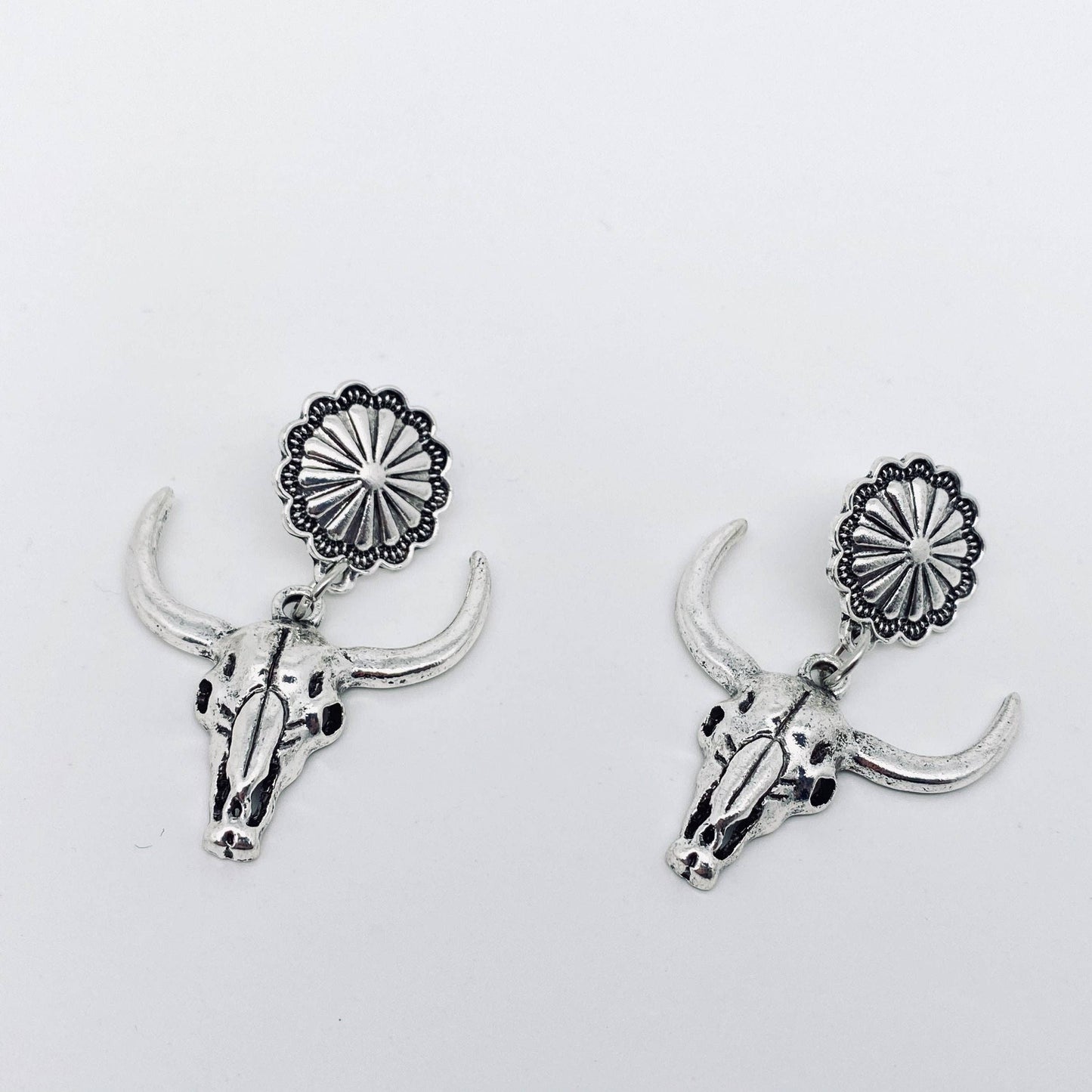 Western Style Metal Bull Earrings