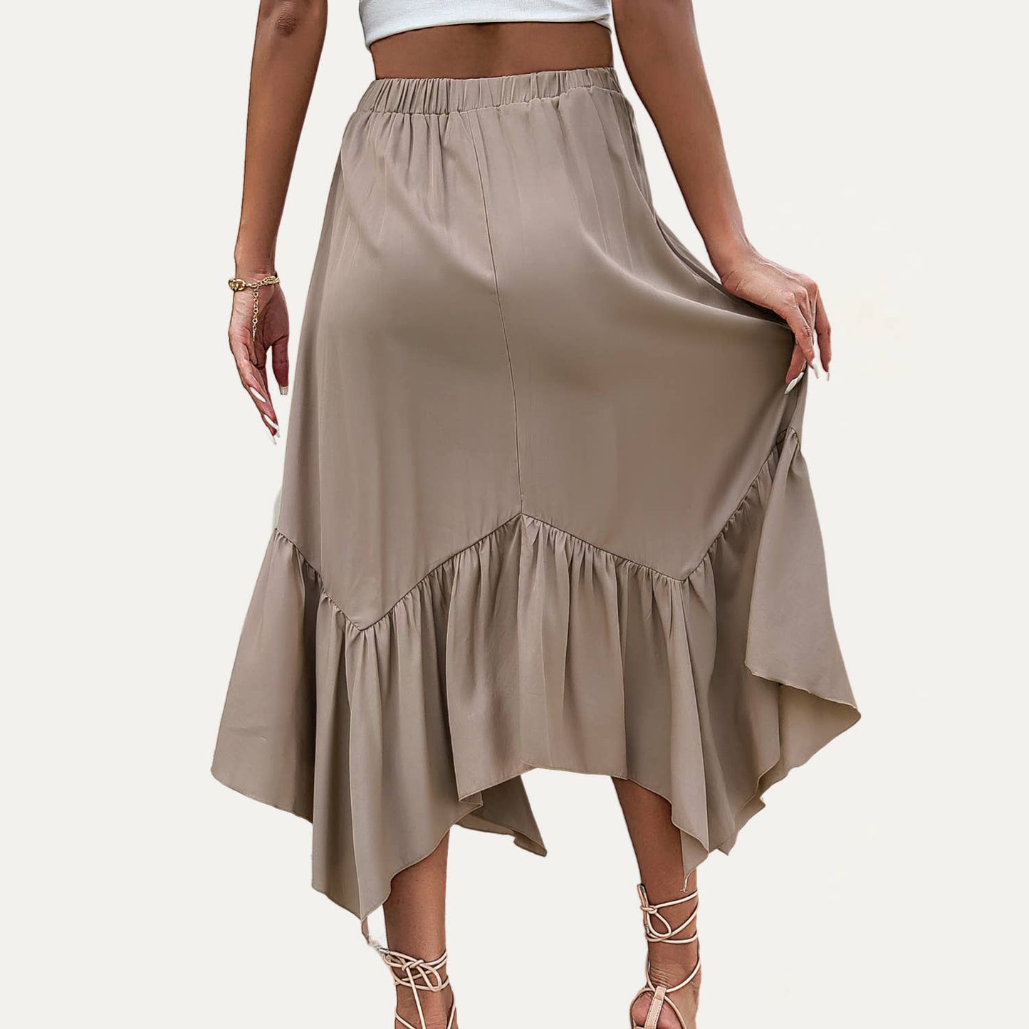 Taupe High-Waisted Maxi Skirt