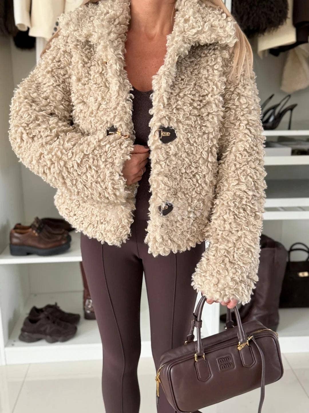 Khaki Retro Fleece Coat