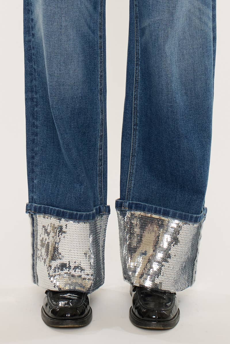 KC MidRise Wide Leg Bling Cuff