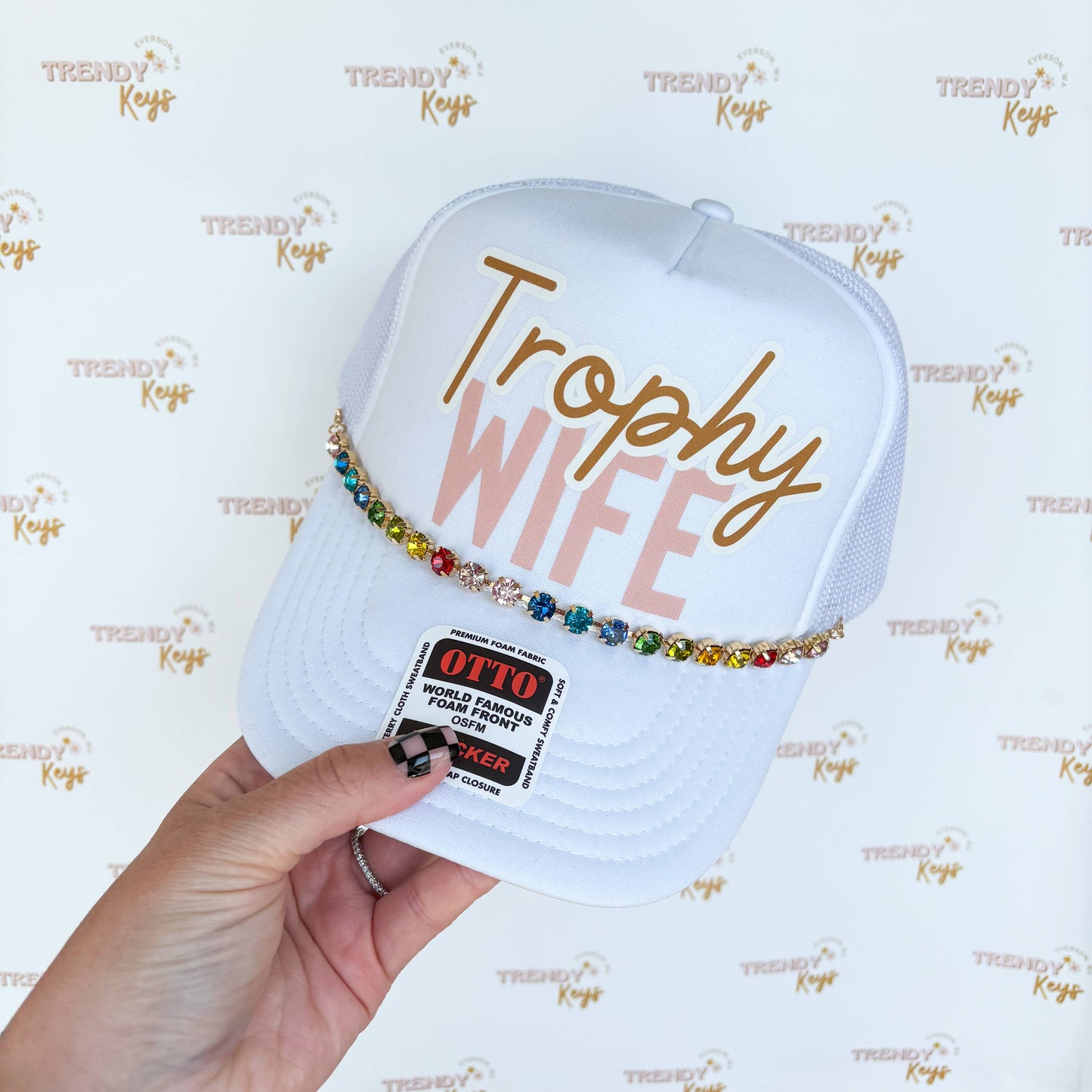 Trophy Wife Graphic Trucker Hat: With Chain