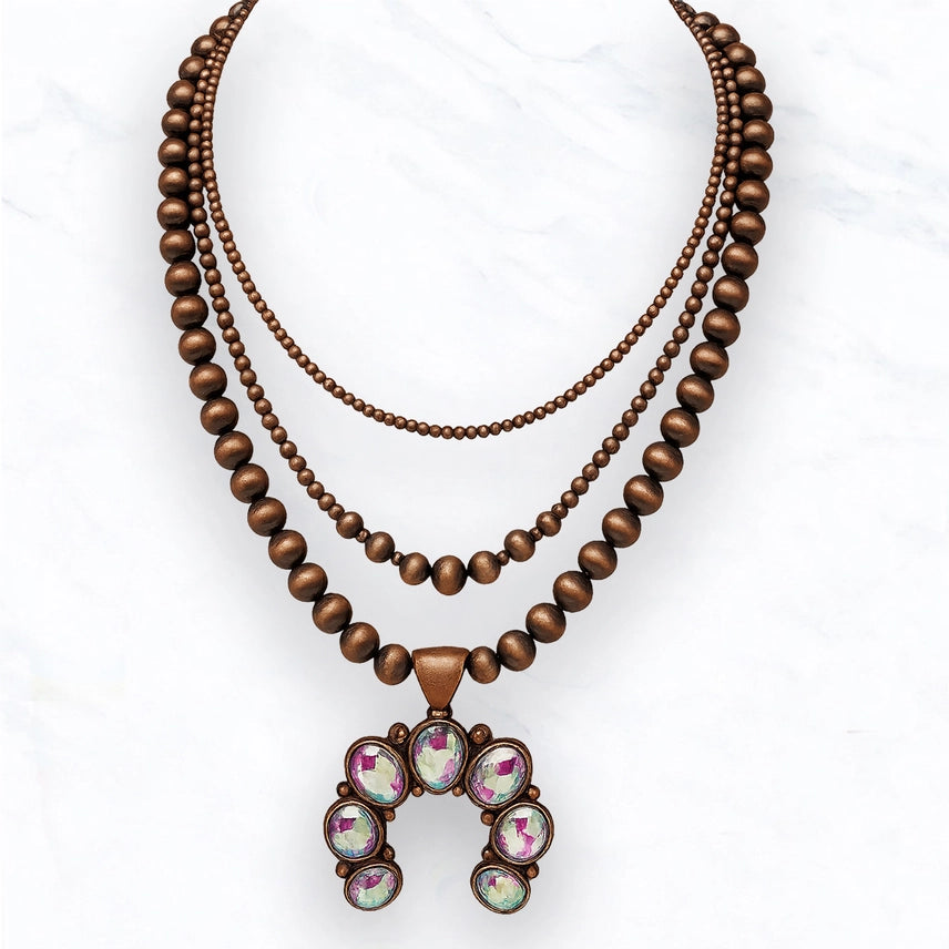 Triple Layer Western Beaded Squash Blossom Bronze