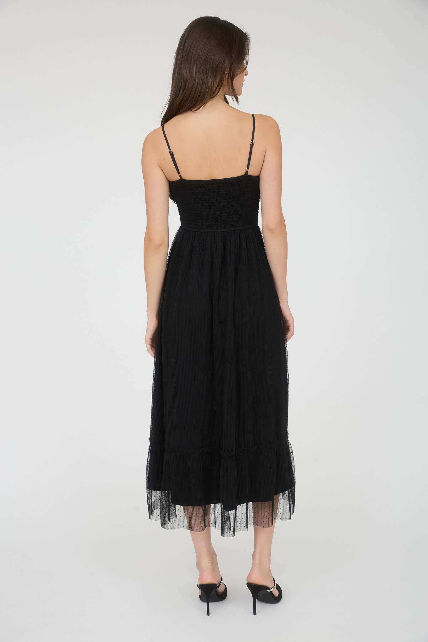 Tulle Spaghetti Strap Midi Dress