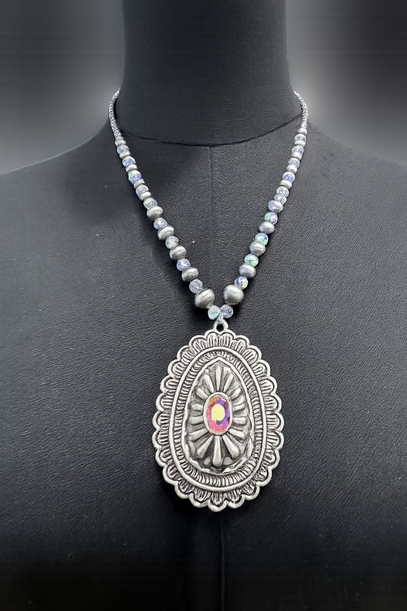 Iridescent Concho Elegance Necklace