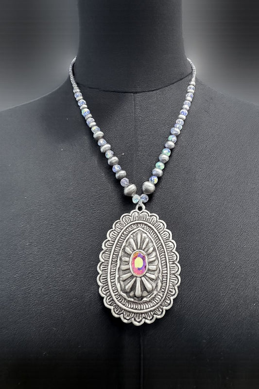 Iridescent Concho Elegance Necklace