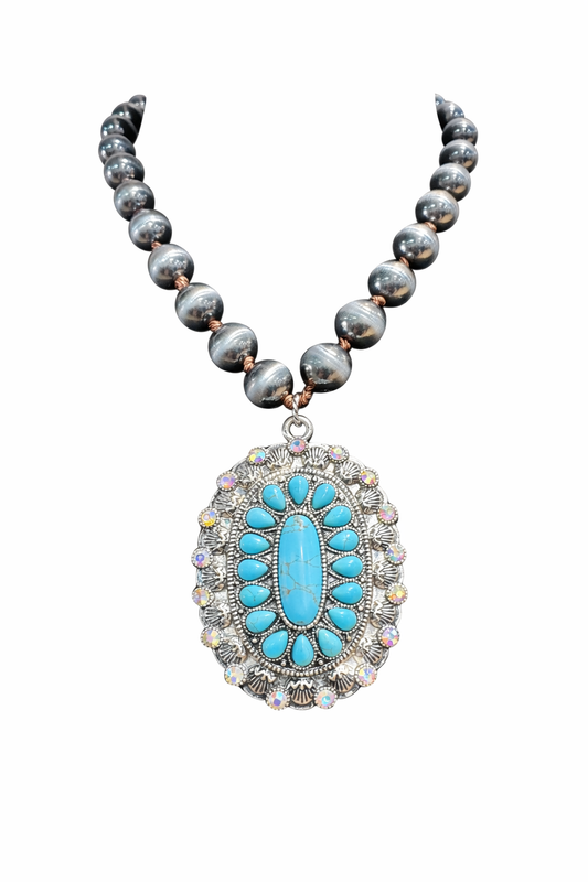 Turquoise Halo Statement Necklace