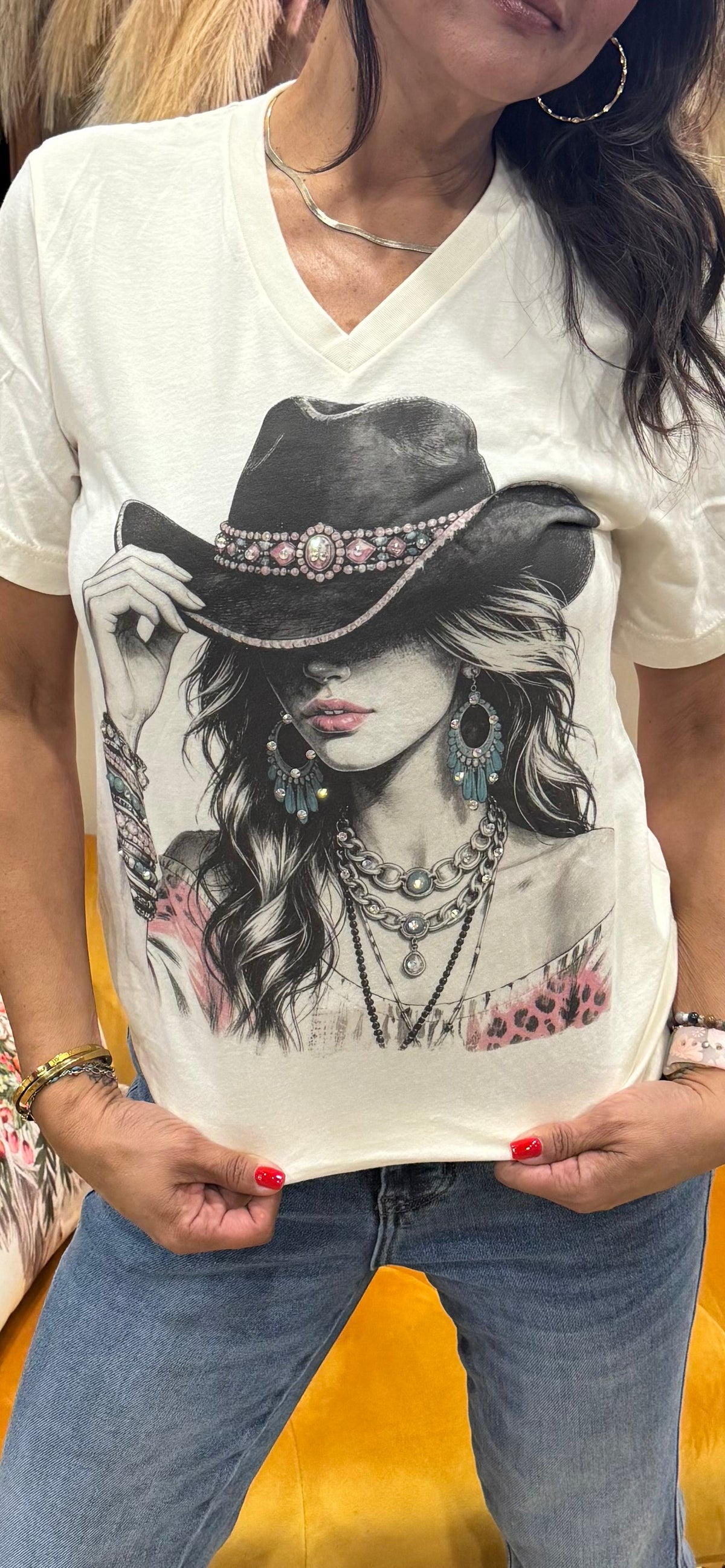 V-neck Cowgirl Tee