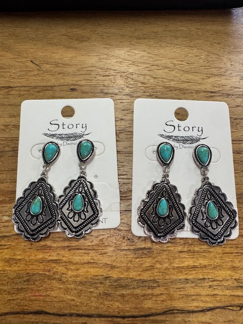Western Silver Dangles Earrings