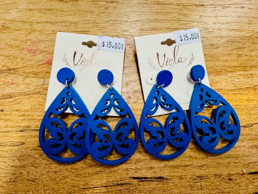 Blue Wooden Tear Drops