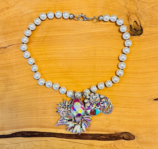 Iridescent Prairie Pearl Statement Necklace