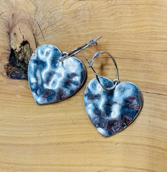 Heart Hoop Earrings Silver