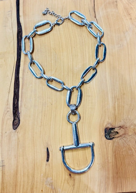 Bold Snaffle Bit Necklace Silver