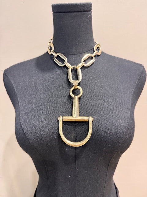Bold Snaffle Bit Necklace Gold
