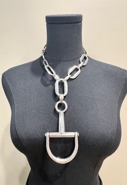 Bold Snaffle Bit Necklace Silver