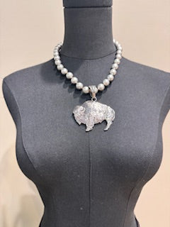 Silver Prairie Buffalo Necklace