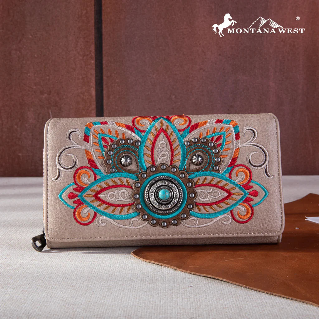 Embroidered Tribal Mandala Wallet