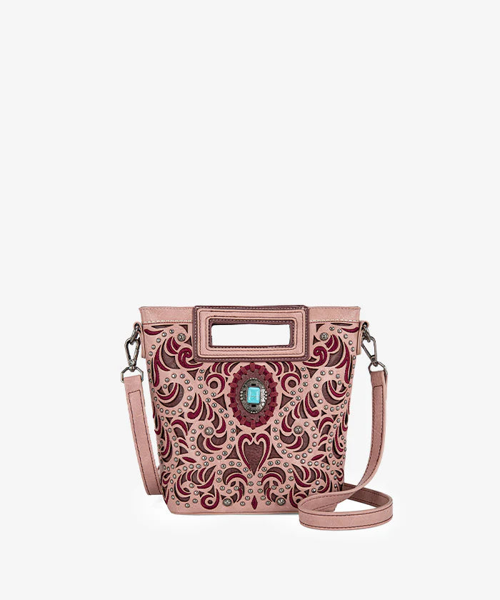 Embroidered Crossbody Bag DK Pink