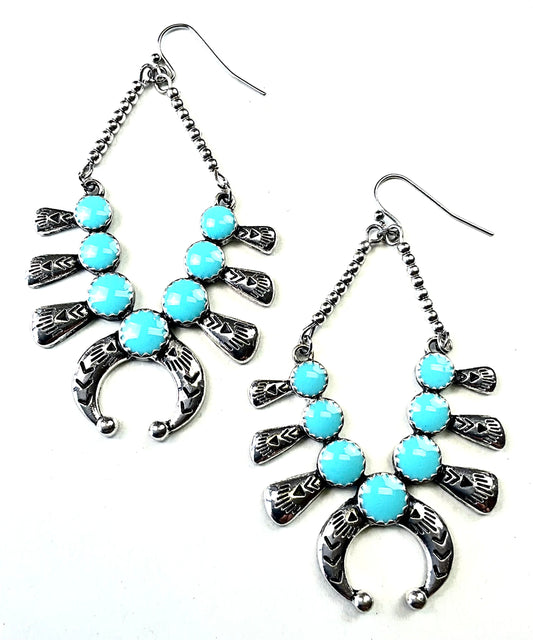 Squash Blossom Dangle Earrings