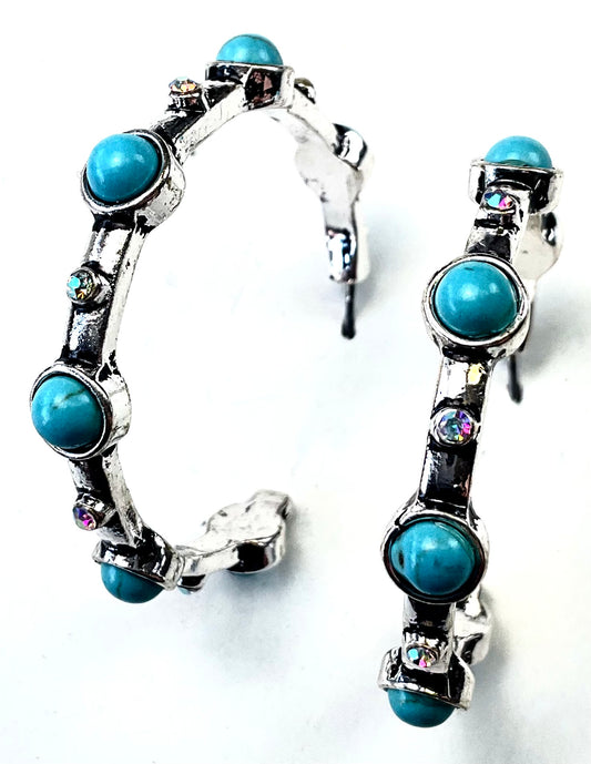 Bez Turq w/ crystals hoops