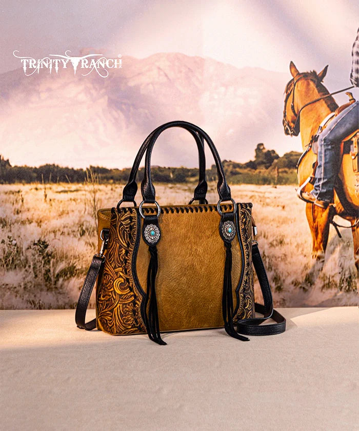 Trinity Ranch Floral Tooled Concho Tote