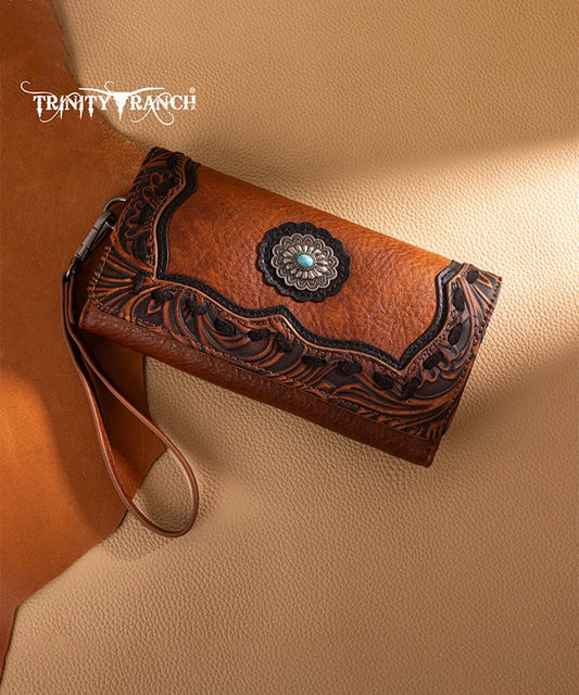 Trinity Ranch Floral Tooled Concho Wallet (Copy)