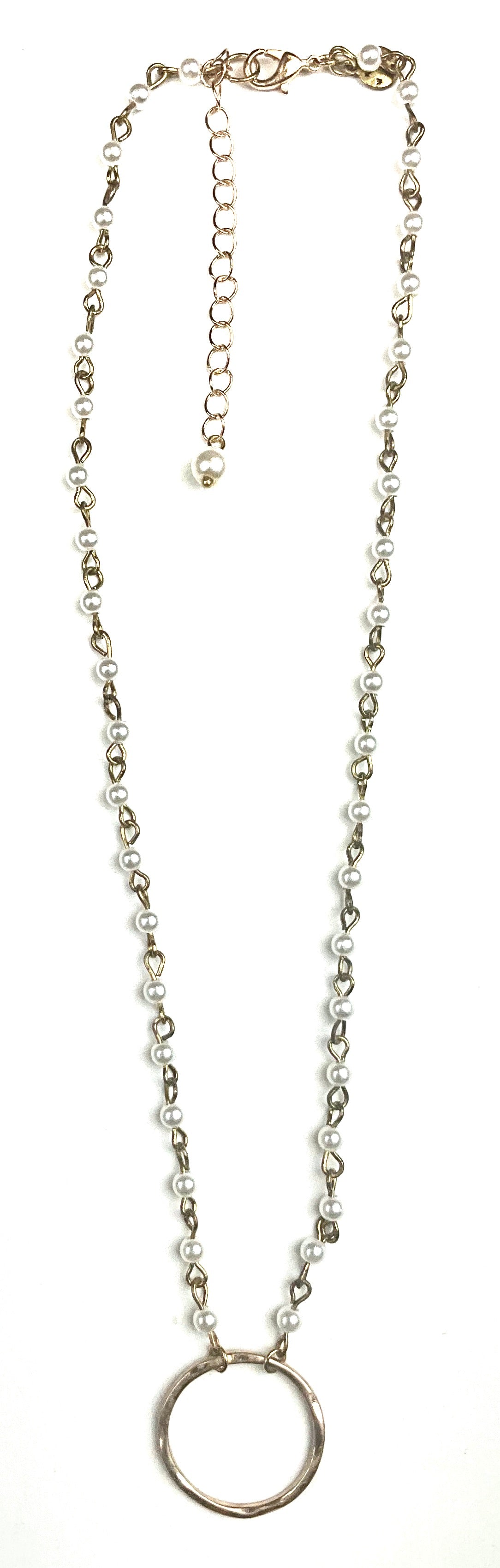 Pearl Chain Circle Pendant Necklace