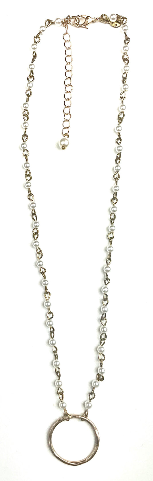 Pearl Chain Circle Pendant Necklace
