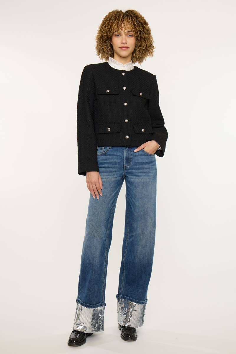 KC MidRise Wide Leg Bling Cuff