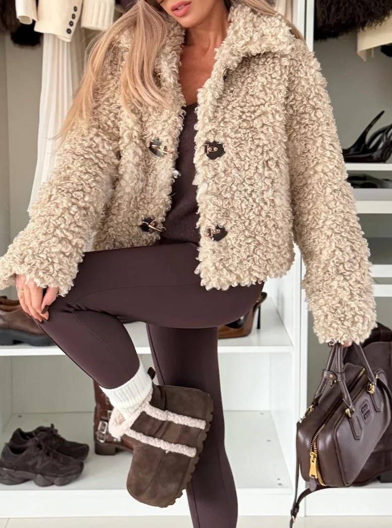 Khaki Retro Fleece Coat