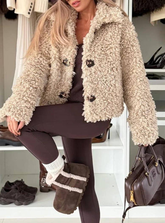 Khaki Retro Fleece Coat