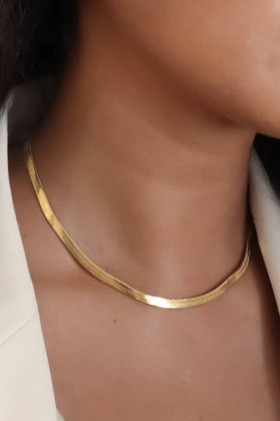 18K Gold PVD Plated Waterproof Stainless Steel Herringbone