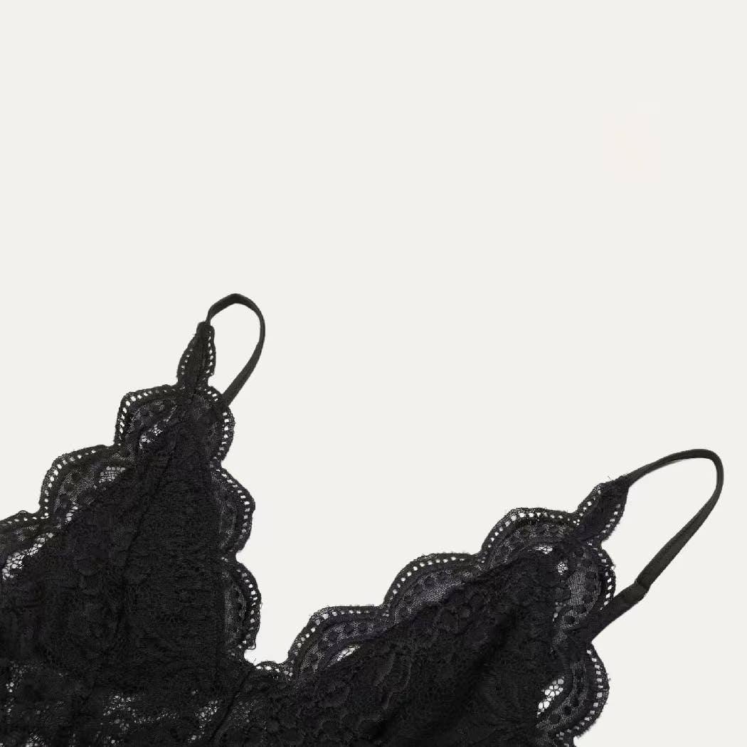 Chic Black Lace Sheer Sleeveless Bodysuit