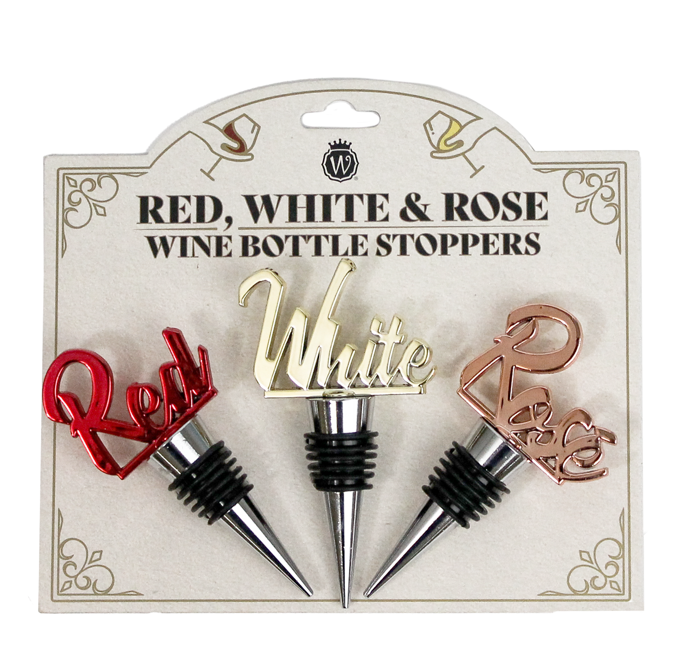 Red, White, and Rosé Classic Wine Stopper Set