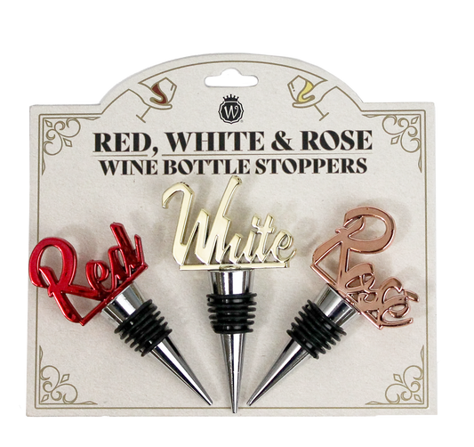 Red, White, and Rosé Classic Wine Stopper Set