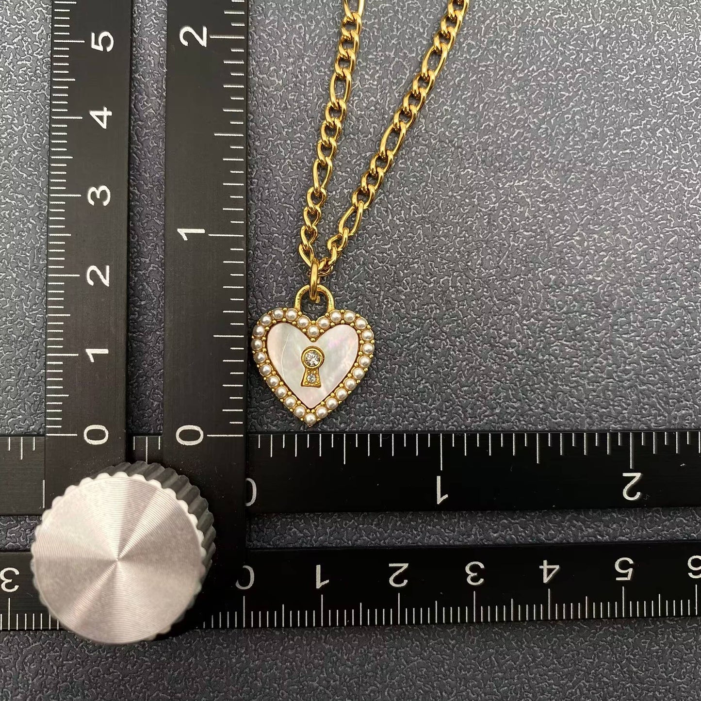 Shell Heart Shaped Lock Charm 18K Golden SS Necklace