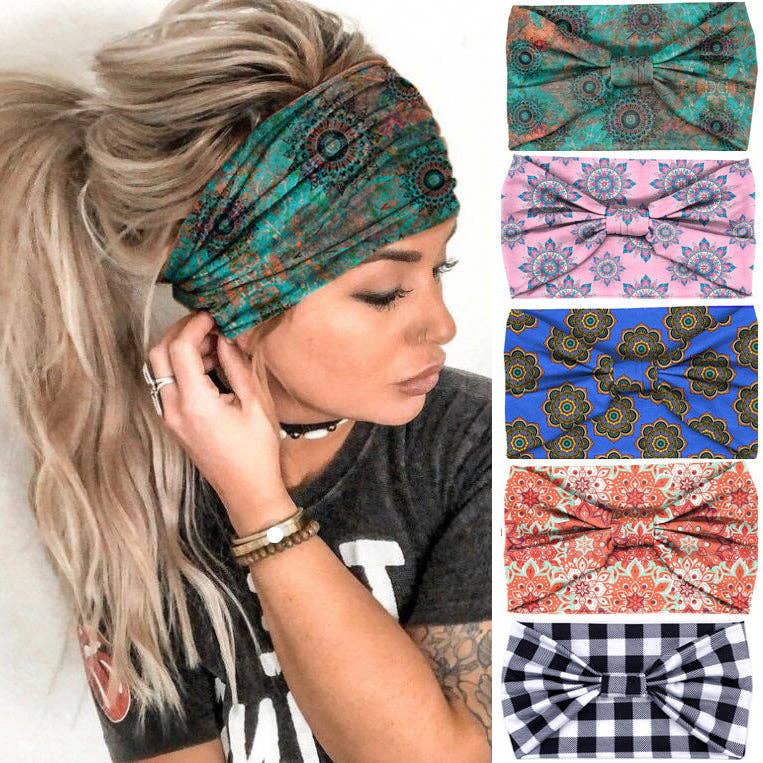Bohemian Mandala Print Sports Headband: G