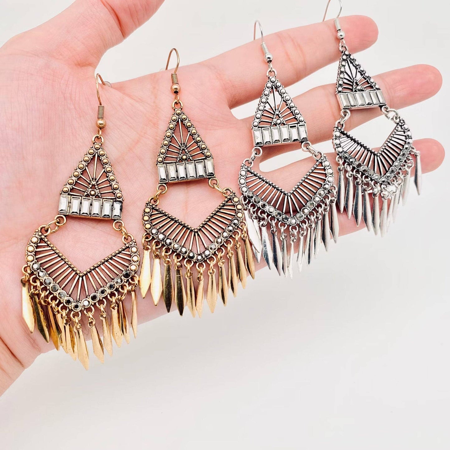 Bohemian Metal Tassel Dangle Earrings