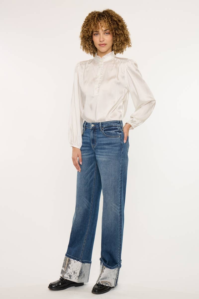 KC MidRise Wide Leg Bling Cuff